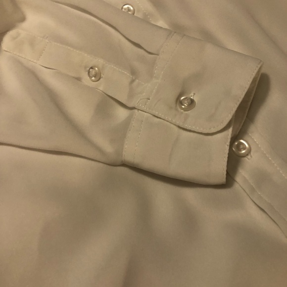 EUC Investments Petites White Button Down 2 Pocket Roll Up Sleeves Collared - Picture 3 of 8